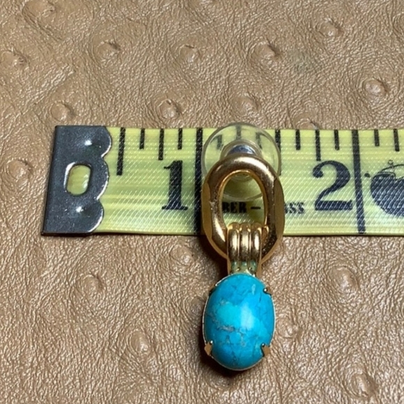 😍 14kt Yellow Gold Plated and Turquoise Earrings😍 NWOT - Picture 6 of 7